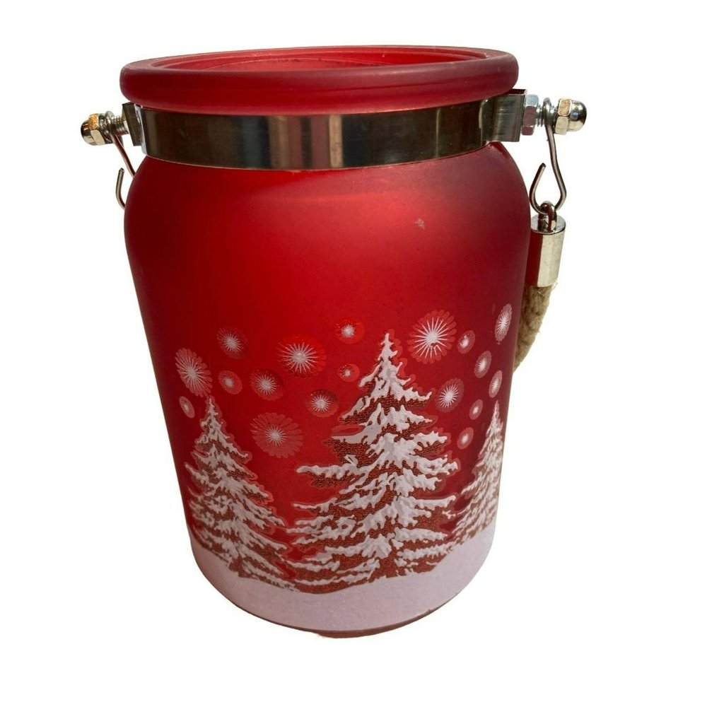 Northlight Red Matte Winter Holiday Glass Lantern & Candle Holder 6”